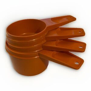 Tupperware Measuring Cup 4 Pcs Set Harvest Orange Vintage 3/4 - 1/2 - 1/3 - 1/4